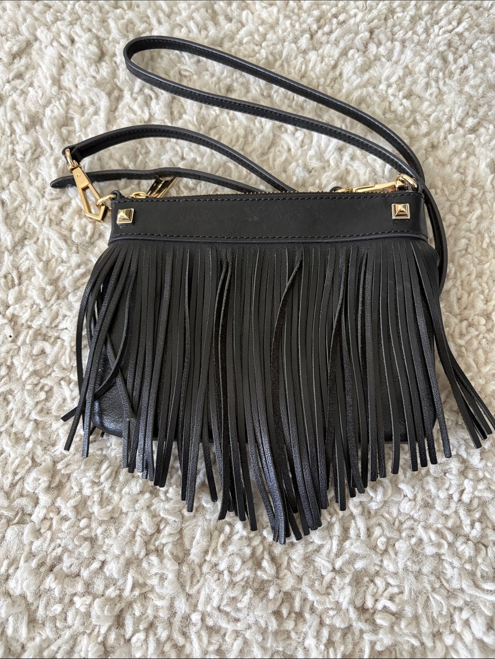 Rebecca Minkoff Black Fringe Crossbody Bag - Women's Stylish Shoulder Bag